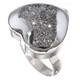 925 Silver Heart Mist Titanium Agate Druzy Sterling Us 8 Adj Ring, 7/8"