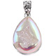 925 Silver Teardrop Si-Opal Titanium Druzy Drusy Sterling Pendant, 1 1/2"
