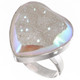 Heart Si-Opal Titanium White Druzy Agate 925 Sterling Silver Adj Sz 9 Ring