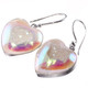 925 Silver Heart Si-Opal Titanium White Druzy Agate Sterling Earrings, 7/8"
