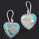 925 Silver Heart Si-Opal Titanium White Druzy Agate Sterling Earrings, 7/8"