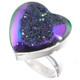 Heart Peacock Purple Green Titanium Agate Druzy 925 Silver Adj Sz 6 Ring