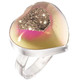 925 Silver Heart Peach Pink Azalea Titanium Druzy Agate Sterling Adj Sz 8 Ring