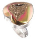 925 Silver Heart Peach Pink Azalea Titanium Druzy Agate Sterling Adj Sz 7 Ring