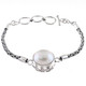 925 Silver White Mabe Cultured Pearl Sterling Byzantine Chain Bracelet, 6.5-7.5"