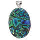 925 Silver Oval Paua Abalone Shell Sterling Pendant, 2"