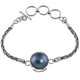 925 Silver Pacific Ocean Blue Mabe Cultured Pearl Sterling Bracelet, 6.5-7.5"