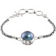 925 Silver Pacific Ocean Blue Mabe Cultured Pearl Sterling Bracelet, 6.5-7.5"