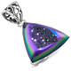 925 Silver Peacock Purple Green Titanium Druzy Drusy Sterling Pendant, 1 1/4"