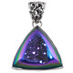 925 Silver Peacock Purple Green Titanium Druzy Drusy Sterling Pendant, 1 1/4"