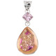 925 Silver Peach Pink Titanium Agate Druzy Pink CZ Sterling Pendant, 2"