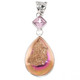 925 Silver Peach Pink Titanium Agate Druzy Pink CZ Sterling Pendant, 2"