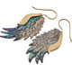 Paua Abalone Shell Wing Double Side Hand Carving Brass Filigree Earrings, 2.1"