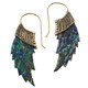 Exquisite Paua Abalone Shell Leaf Hand Carving Brass Filigree Earrings, 2 1/4"