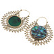 New Zealand Large Paua Abalone Shell Brass Filigree Earrings, 2 1/4"