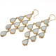 Double Sided White Mother Of Pearl Shell Brass Chandelier Earrings, 2 1/2"