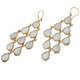 Double Sided White Mother Of Pearl Shell Brass Chandelier Earrings, 2 1/2"