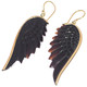 Exquisite Angel Wing Black Bison Horn Hand Carving Brass Earrings, 1 7/8"