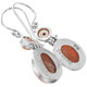 925 Silver Indian Sun Stone Biwa Freshwater Pearl Sterling Earrings, 1"