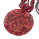 Handmade Round Red Coral Pendant Beads Necklace, 19"