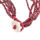 Handmade Round Red Coral Pendant Beads Necklace, 19"