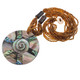 Mother Of Pearl Shell Paua Abalone Clear Brown Glass Beads Necklace, 2 1/2"