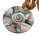 Mother Of Pearl Shell Paua Abalone Clear Brown Glass Beads Necklace, 2 1/2"