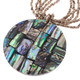 Big Paua Abalone Shell Mosaic Beige Beads Necklace, 2 3/8"