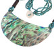 Paua Abalone Shell Crescent Moon Turquoise Beads Necklace, 3 1/8"