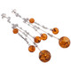 925 Silver Amber Cz Gemstone Dangling Earrings, 3 3/4"