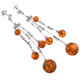 925 Silver Amber Cz Gemstone Dangling Earrings, 3 3/4"