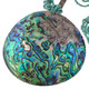 Huge Round Paua Abalone Shell Turquoise-tone Glass Beads Necklace, 3 1/8"