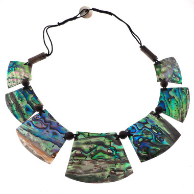 Linked Paua Abalone Shell Chain Necklace, 20"