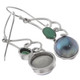 925 Silver Blue South Pacific Mabe Pearl Green Emerald Sterling Earrings, 1"