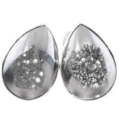 925 Silver Teardrop Titanium Mist Druzy Agate Post Earrings, 3/4"