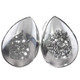 925 Silver Teardrop Titanium Mist Druzy Agate Post Earrings, 3/4"