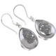 Teardrop Silver Mist Titanium Druzy 925 Silver Earrings, 13/16"