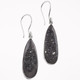925 Silver Teardrop Black Titanium Pear Druzy Agate Sterling Earrings, 1"