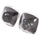 925 Silver Square Black Titanium Agate Druzy Stud Post Earrings, 0.5"