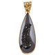 Vermeil Gold Plated 925 Silver Pear Teardrop Black Titanium Druzy Pendant, 2"