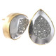 Vermeil Gold 925 Silver Teardrop Mist Druzy Agate Post Earrings, 0.7"