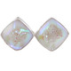925 Silver Square Opalescent White Titanium Agate Druzy Post Earrings, 0.7"