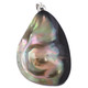 925 Sterling Iridescent Mabe Blister Pearl In Shell Sterling Pendant, 2.1653543307086616"