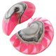 925 Silver Pink Resin Fill Nautilus Shell Chamber Sterling Stud Earrings, 1.2"