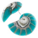 925 Silver Turquoise Blue Resin Fill Nautilus Shell Sterling Stud Earrings, 1.3"