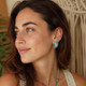 925 Silver Turquoise Blue Resin Fill Nautilus Shell Sterling Stud Earrings, 1.3"