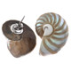 925 Silver Paisley Green Blue Nautilus Shell Sterling Stud Earrings, 1.2"