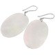 925 Silver Oval Iridescent White Oyster Mother Of Pearl Shell Earrings, 1.6"
