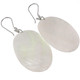 925 Silver Oval Iridescent White Oyster Mother Of Pearl Shell Earrings, 1.6"