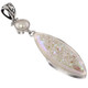 925 Silver Opal Titanium Druzy White Mabe Pearl Sterling Pendant, 2 1/2"